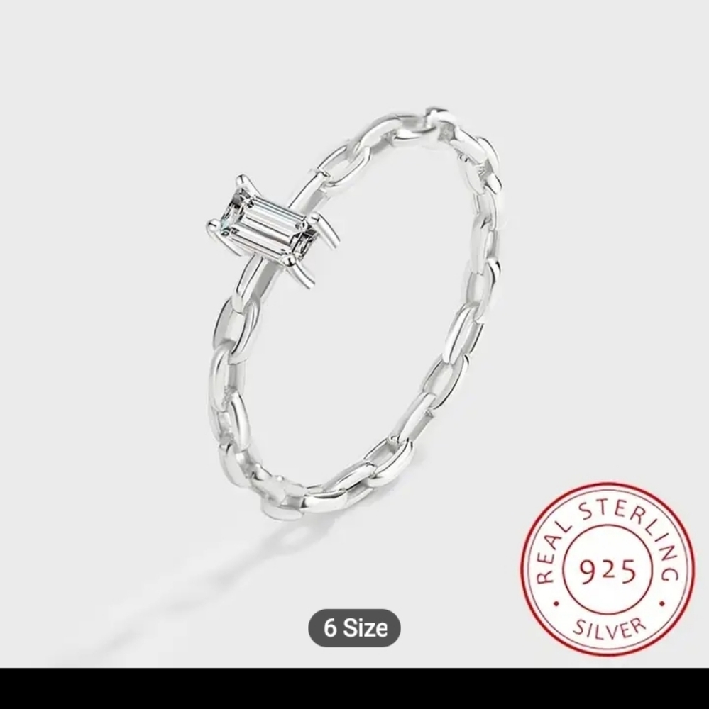 Sterling Silver Minimalist Dainty Chain Ring